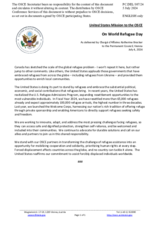 Statement by the Delegation of the United States of America on the World Refugee Day, observed on 20 June 2024