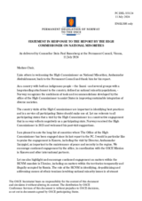 Statement by the Delegation of Norway in response to the report by the High Commissioner on National Minorities, Ambassador Kairat Abdrakhmanov