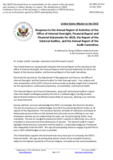 Statement by the Delegation of the United States of America in response to the Financial Report and Financial Statements for the Year ended 31 December 2023 and the Report of the External Auditor and the Annual Report of the Audit Committee
