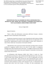 Intervento dell’Italia alla riunione del Foro di cooperazione per la sicurezza