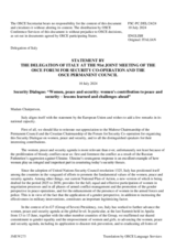 Statement by the Delegation of Italy on Women, peace and security: women’s contribution to peace and security – lessons learned and challenges ahead