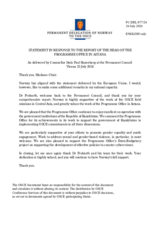 Statement by the Delegation of Norway in response to the report by the Head of the OSCE Programme Office in Astana, Dr. Volker Frobarth