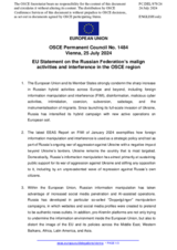 Statement by the Hungarian EU Presidency on the Russian Federation’s malign activities and interference in the OSCE area