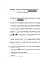 OSCE Panel of Adjudicators Decision 3/2018 OSCE Panel of Adjudicators Decision 3/2018
