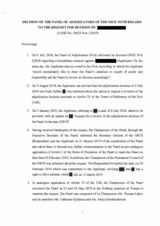 OSCE Panel of Adjudicators Decision 1/2019 OSCE Panel of Adjudicators Decision 1/2019