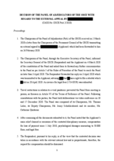 OSCE Panel of Adjudicators Decision 02/2020 OSCE Panel of Adjudicators Decision 02/2020