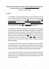 OSCE Panel of Adjudicators Decision 1/2022 OSCE Panel of Adjudicators Decision 1/2022