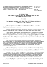 Statement by the Belgian EU Presidency in response to the report by the Head of the OSCE Mission to Moldova, Ambassador Kelly Keiderling