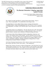 Statement by the Delegation of the United States of America on the Russian Federation’s ongoing aggression against Ukraine