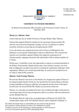 Statement by the Delegation of Norway in response to the address by the Minister for Foreign Affairs of Finland, H.E. Ms. Elina Valtonen