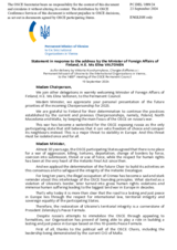 Statement by the Delegation of Ukraine in response to the address by the Minister for Foreign Affairs of Finland, H.E. Ms. Elina Valtonen