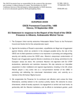 Statement by the Hungarian EU Presidency in response to the report by the Head of the OSCE Presence in Albania, Ambassador Michel Tarran