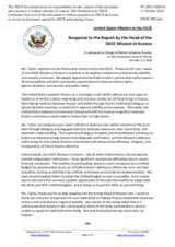 Statement by the Delegation of the United States of America in response to the report by the Acting Head of the OSCE Mission in Kosovo, Ms.Cornelia Taylor
