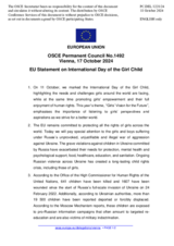 Statement by the Hungarian EU Presidency on the International Day of the Girl Child, observed on 11 October 2024