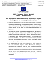 Statement by the Hungarian EU Presidency on the International Day to End Impunity for Crimes against Journalists, observed on 2 November 2024