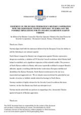 Statement by the Delegation of Norway on the Russian Federation’s military co-operation with the Democratic People’s Republic of Korea and the possible implications for its ongoing aggression against Ukraine