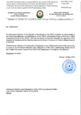 Response by the Delegation of Azerbaijan to the Questionnaire on the Code of Conduct on Politico-Military Aspects of Security