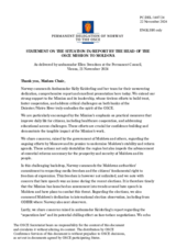 Statement by the Delegation of Norway in response to the report by the Head of the OSCE Mission to Moldova, Ambassador Kelly Keiderling