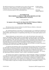 Statement by the Hungarian EU Presidency in response to the report by the Head of the OSCE Mission to Moldova, Ambassador Kelly Keiderling