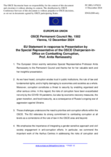 Statement by the Hungarian EU Presidency in response to the report by the Special Representative of the OSCE Chairman-in-Office on Combating Corruption, Prof. Anita Ramasastry