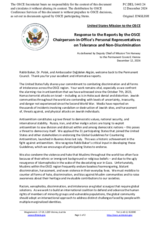 Statement by the Delegation of the United States of America in response to reports by the OSCE Chairperson’s Personal Representatives on Tolerance and Non-Discrimination