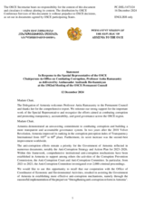 Statement by the Delegation of Armenia in response to the report by the Special Representative of the OSCE Chairman-in-Office on Combating Corruption, Prof. Anita Ramasastry