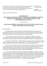 Statement by the Delegation of the Russian Federation on the increasing military involvement of certain NATO and EU member States in yet more confrontation in and around Ukraine