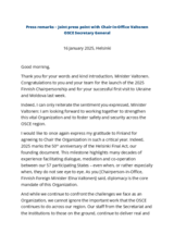 OSCE Secretary General's press remarks – Joint press point with Chair-in-Office Valtonen, Helsinki, 16 January 2025