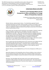 Statement by the Delegation of the United States of America in response to the opening address by the Chairperson-in-Office and Minister for Foreign Affairs of Finland, H.E. Ms. Elina Valtonen