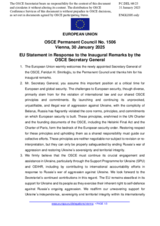Statement by the Polish EU Presidency in response to the inaugural remarks by the OSCE Secretary General, H.E. Mr. Feridun H. Sinirlioğlu