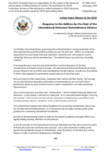 Statement by the Delegation of the United States of America in response to the address by the Chair of the International Holocaust Remembrance Alliance, Lord Pickle