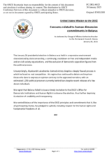 Statement by the Delegation of the United States of America on the concerns related to human dimension commitments in Belarus