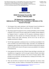 Statement by the Polish EU Presidency in response to the address by the Chair of the Committee of Ministers of the Council of Europe, Deputy Prime Minister and Minister for Foreign Affairs and Foreign Trade of Luxembourg, H.E. Mr. Xavier Bettel
