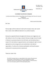 Statement by the Delegation of Norway on Russia’s war of aggression against Ukraine