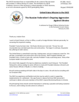 Statement by the Delegation of the United States of America on the Russian Federation’s ongoing aggression against Ukraine
