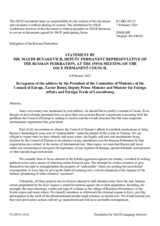 Statement by the Delegation of the Russian Federation in response to the address by the Chair of the Committee of Ministers of the CoE, Deputy Prime Minister and Minister for Foreign Affairs and Foreign Trade of Luxembourg, H.E. Mr. Xavier Bettel