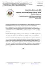 Statement by the Delegation of the United States of America on the withdrawal of the Office for Democratic Institutions and Human Rights’ election observation mission from Tajikistan