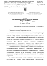 Тезисы Постоянного представителя Российской Федерации А.К.Лукашевича - На выступление Генерального секретаря ОБСЕ Ф.Синирлиоглу
