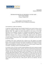 Information Meeting of the Bureau of the Court with States Parties - Opening Address by Emmanuel Decaux