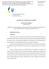Statement by the Delegation of Ukraine on Women, Peace and Security Agenda