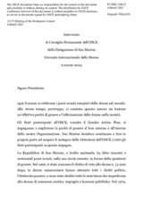 Intervento al Consiglio Permanente dell’OSCE della Delegazione di San Marino