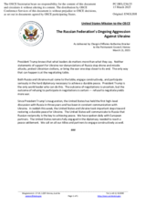 Statement by the Delegation of the United States of America on the Russian Federation’s ongoing aggression against Ukraine