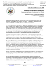 Statement by the Delegation of the United States of America in response to the report by the OSCE Representative on Freedom of the Media, Mr. Jan Braathu