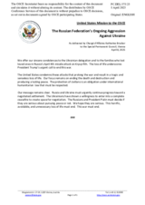 Statement by the Delegation of the United States of America on the Russian Federation’s ongoing aggression against Ukraine