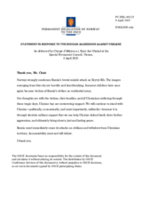Statement by the Delegation of Norway on the Russian Federation’s ongoing aggression against Ukraine