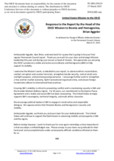 Statement by the Delegation of the United States of America in response to the report by the Head of the OSCE Mission to Bosnia and Herzegovina, Ambassador Brian Aggeler
