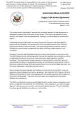 Statement by the Delegation of the United States of America on the signing of the Agreement between the Kyrgyz Republic and the Republic of Tajikistan on the State border
