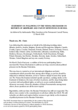 Statement by the Delegation of Norway, also on behalf of several delegations, on the follow-up to the invocation of the Vienna Mechanism on 22 March 2024 to address the issue of political prisoners in the Russian Federation