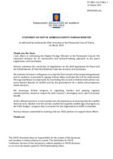 Statement by the Delegation of Norway in response to the address by the Deputy Minister of Foreign Affairs of Armenia, H.E. Mr. Robert Abisoghomonyan