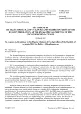 Statement by the Delegation of the Russian Federation in response to the address by the Deputy Minister of Foreign Affairs of Armenia, H.E. Mr. Robert Abisoghomonyan